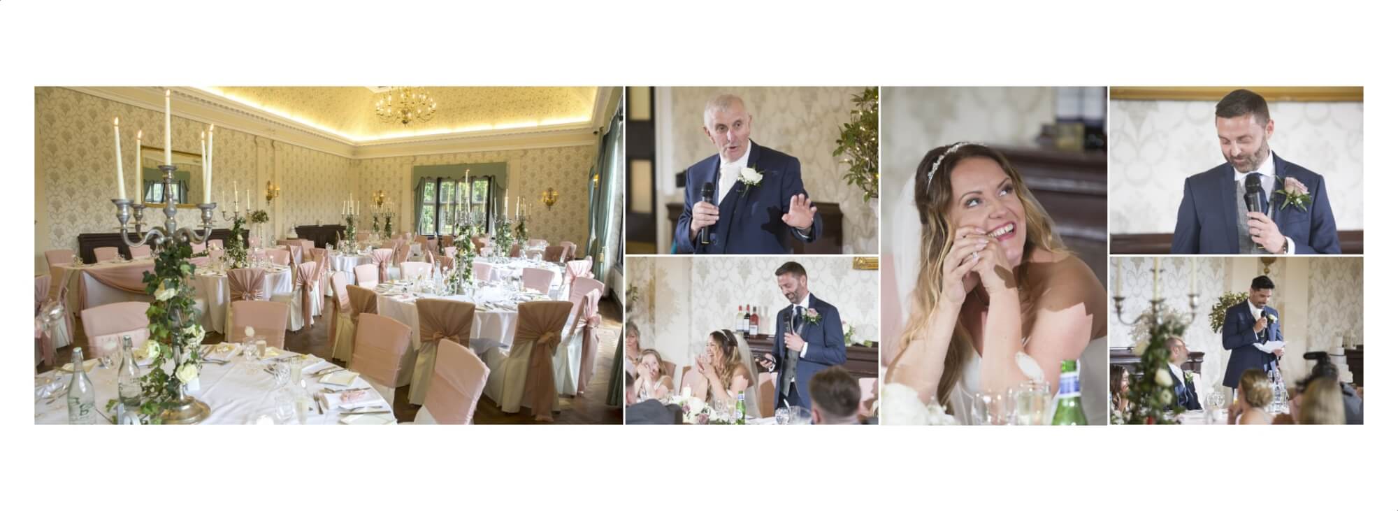 Wedding Photography Warwickshire: Wedding album page layout showing the photographs of the speeches