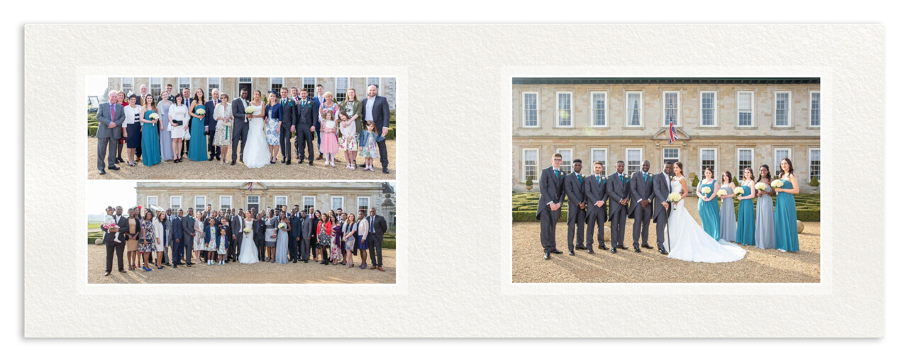 wedding album page 18 bride groom familiy group stapleford park john fox wedding photography