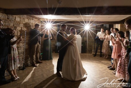 First dance photo of Bride and groom at Rockingham Castle