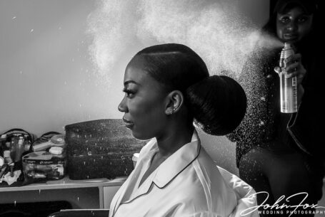 Hair and makeup preparations at Edgbaston Park Hotel. Photo by John Fox Wedding Photography