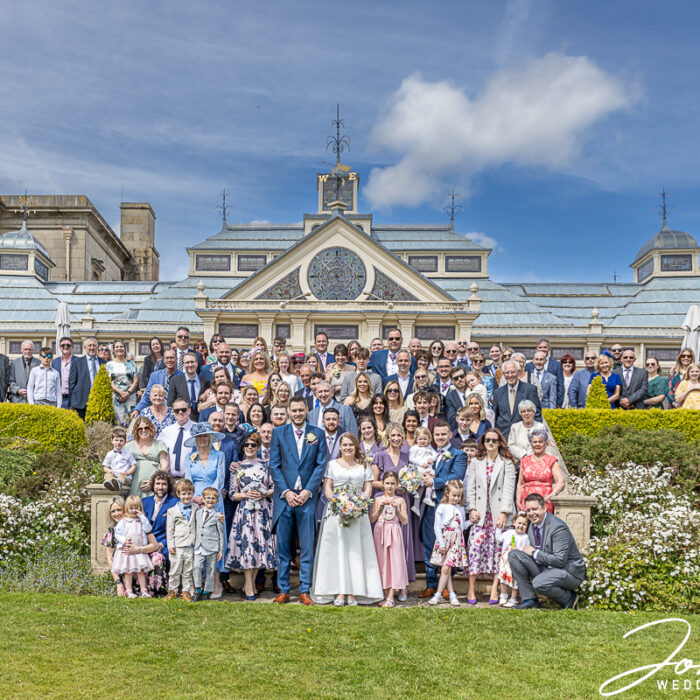 The wedding party all outside Kilworth House