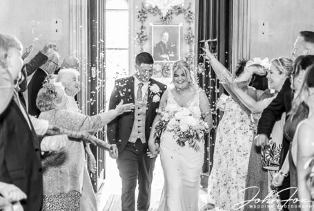 Confetti photograph of Zoe and Joshua’s wedding day at Ashridge House