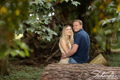 John Fox pre-wedding photo shoot at Chicheley Hall in Buckinghamshire. The happy couple exploring the beautiful gardens.