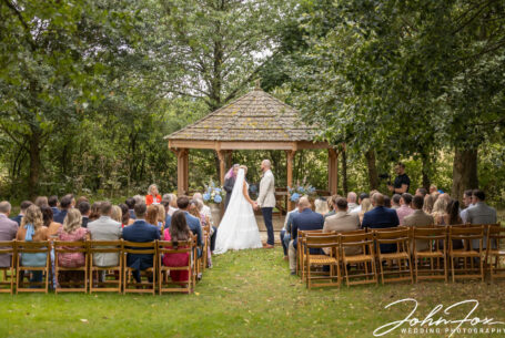 The woodland outdoor ceremony at Crockwell Farm.