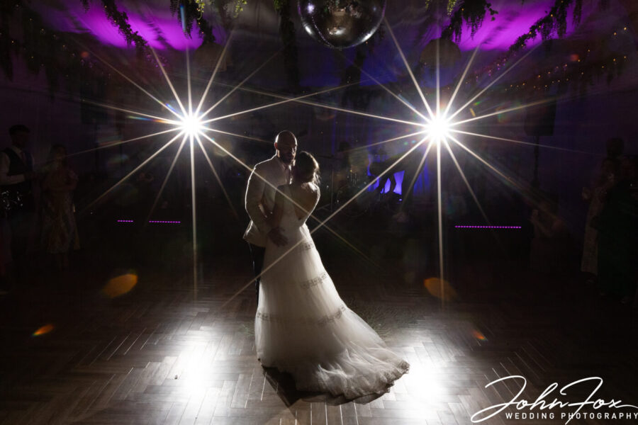 The happy couple take to the dance floor at their Northamptonshire wedding.