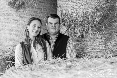 The bride and groom - both farmers - on their pre-wedding photoshoot in Derbyshire