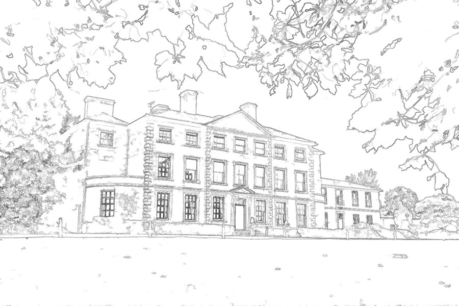 Wedding Photographer Coventry and Warwickshire. Ansty Hall as a line drawing