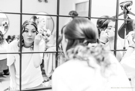 Bridal preparations in the prep room at Crockwell Farm