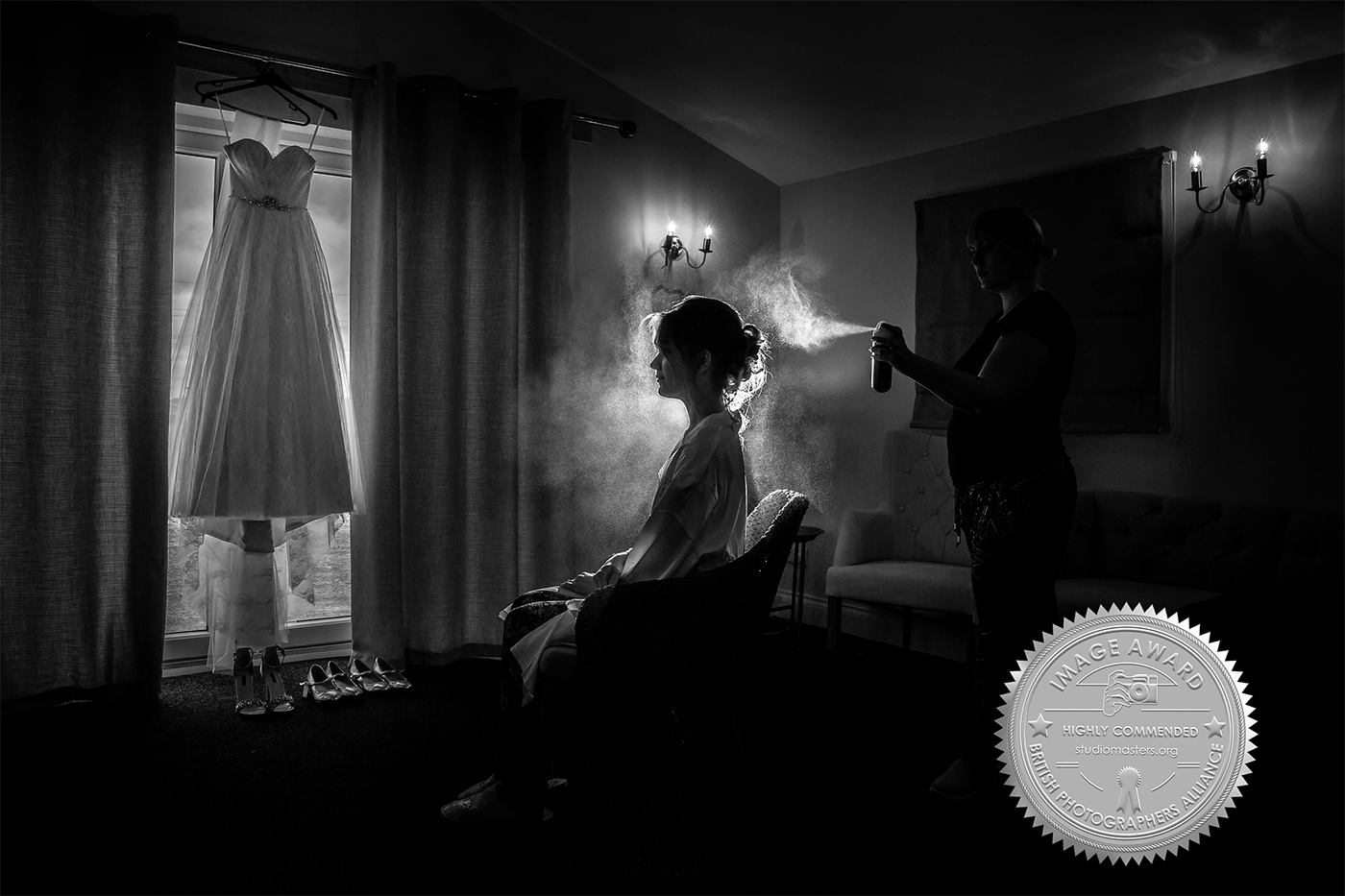 John Fox Wedding Photography Receives Highly Commended Award for this stunning image of a bride preparing for her big day in Herefordshire
