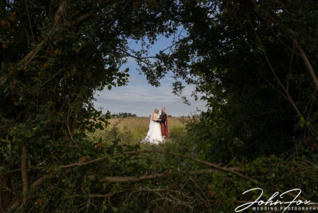 Bride and groom at Winters Tale Country Barn on their special day