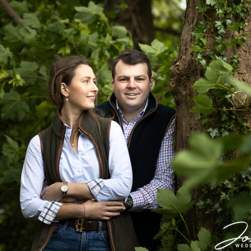 Pre-wedding image in woodland in Derby by John Fox Wedding Photography