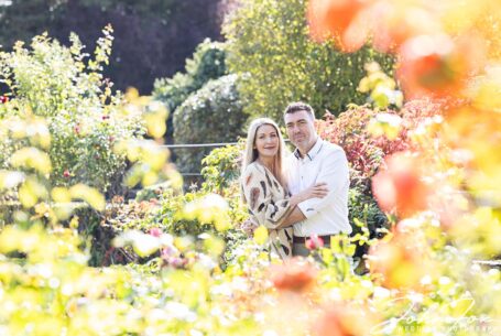 Pre-wedding shoot image in the gardens at Tissington Hall
