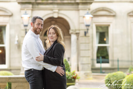 Pre-wedding photograph of bride and groom to be at Kilworth House Hotel in Leicestershire