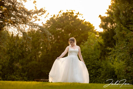Bride in the gardens and grounds of Kilworth House Hotel by John Fox Wedding Photography.