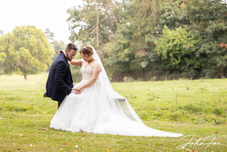 Bride and Groom in the gardens and grounds of Kilworth House Hotel by John Fox Wedding Photography.