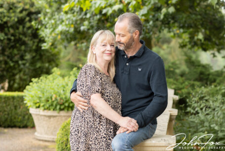 Pre-wedding photograph of the couple at Kilworth House in the gardens and grounds