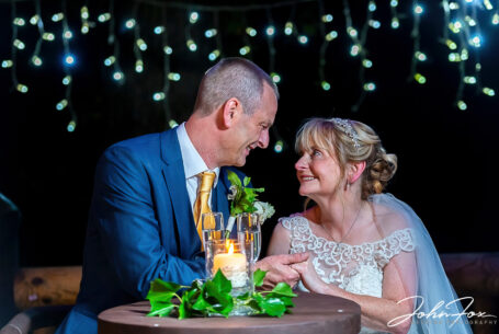 Bride and Groom at Kilworth House Staging Post - night photograph.