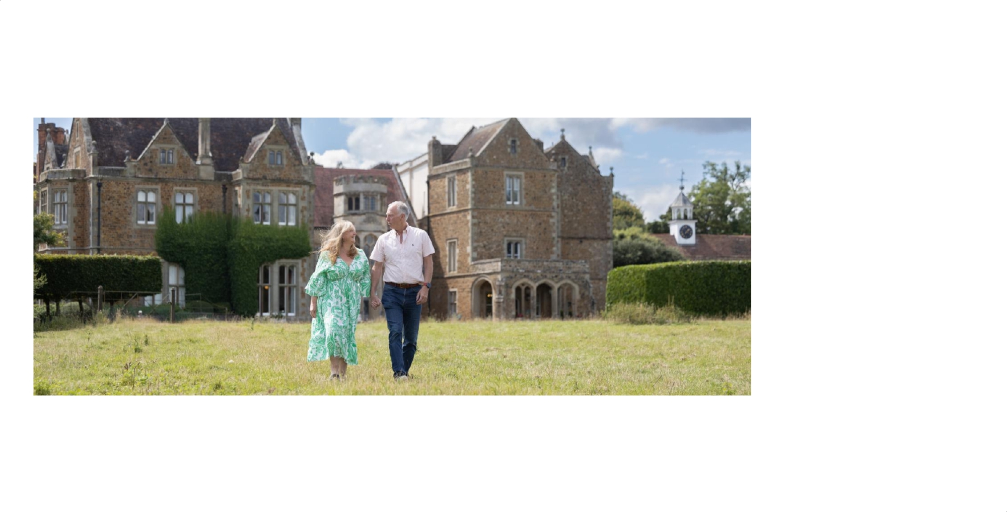 The couple in the grounds at Fawsley Hall.