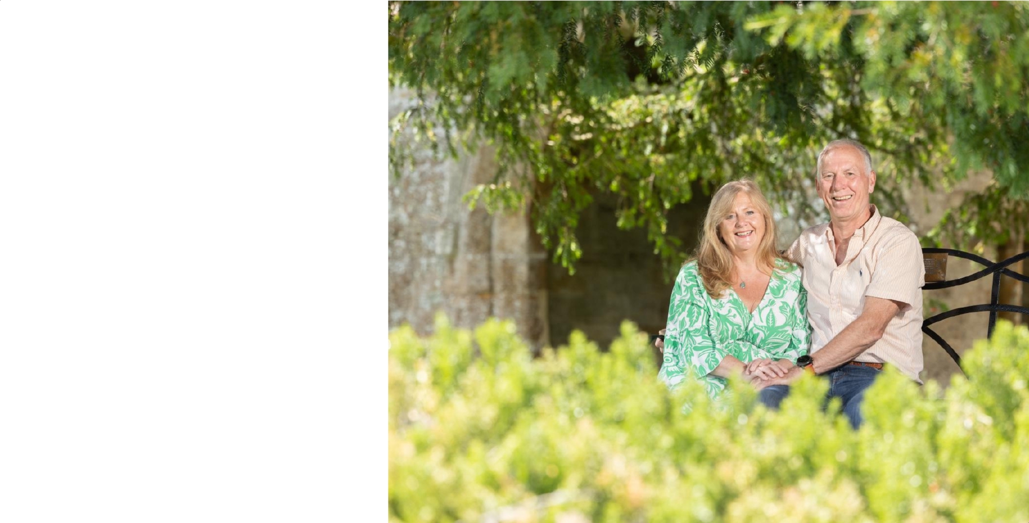 An image of the couple in the gardens at Fawsley Hall