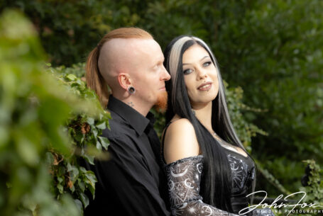 Gothic Couples pre-wedding shoot at Moreteyne Manor in Bedfordshire