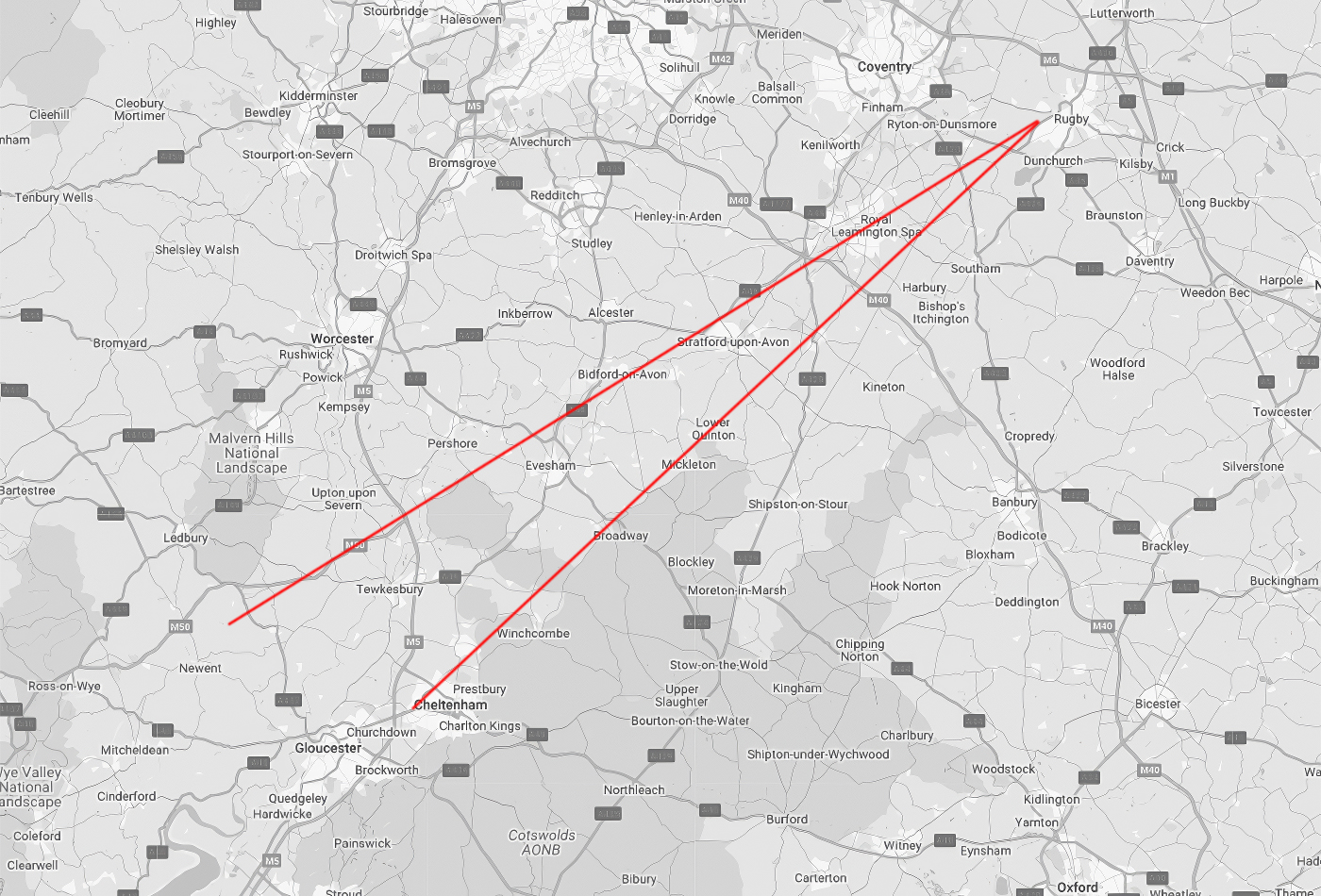 Map image showing wedding venues in Cheltenham and Gloucestershire that John Fox did photo shoots at in 2024.