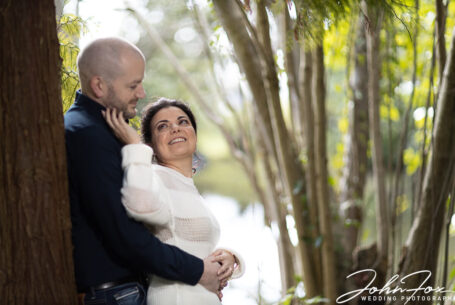 Cheltenham’s Manor by the Lake. The bride and groom-to-be in the grounds of the Victorian manor house