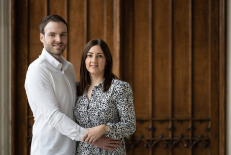 Inside Ashridge House. Image of the bride and groom-to-be