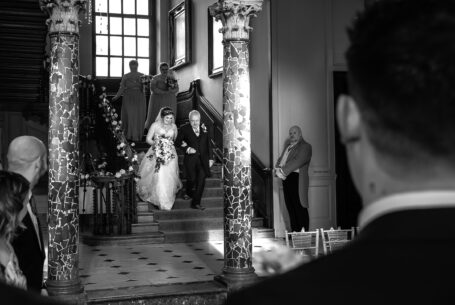 Chicheley Hall showing the brides entrance down the stairs
