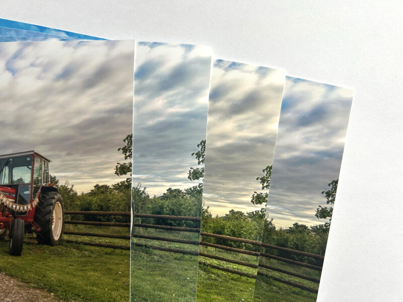 The example shows how colours can be printed differently. This was from the same file using different high street printers.