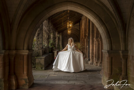Bride in the Cloisters at Coombe Abbey. Image by John Fox.