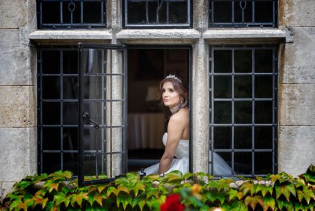 Bride portrait in the window