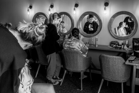 Bride and bridesmaids getting ready at Milling Barn by John Fox Wedding Photography