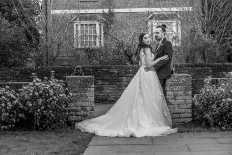 Bride and groom at Milling Barn, Hertfordshire