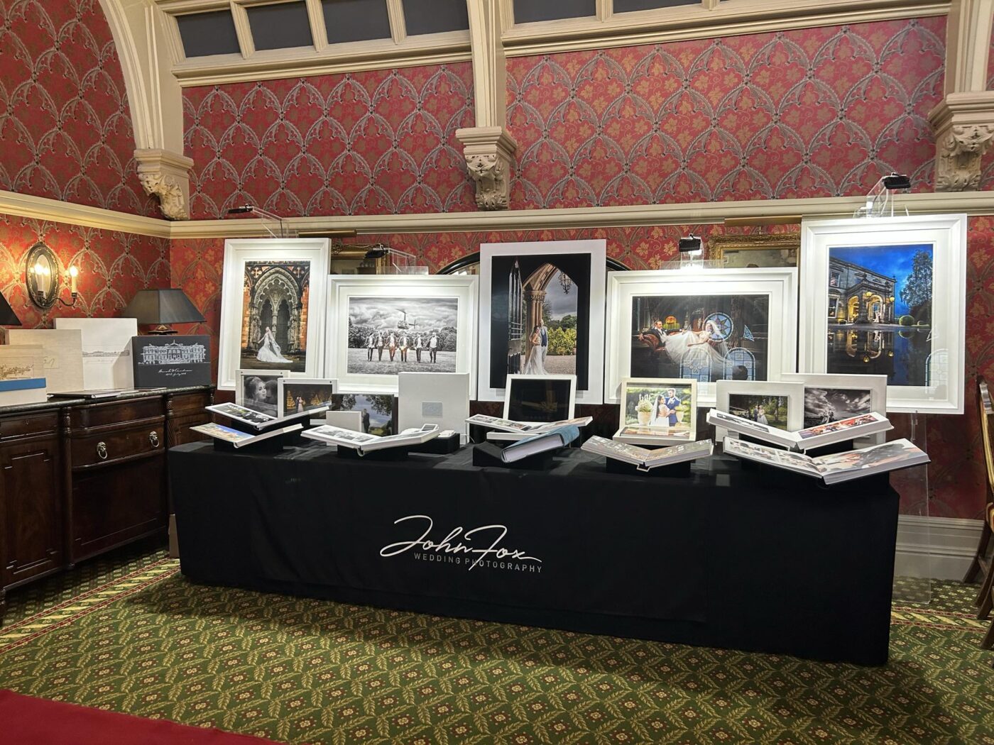 Wedding Photographer at Kilworth House in Leicestershire, John Fox. Image of his stand at the venue's wedding fayre in 2025.