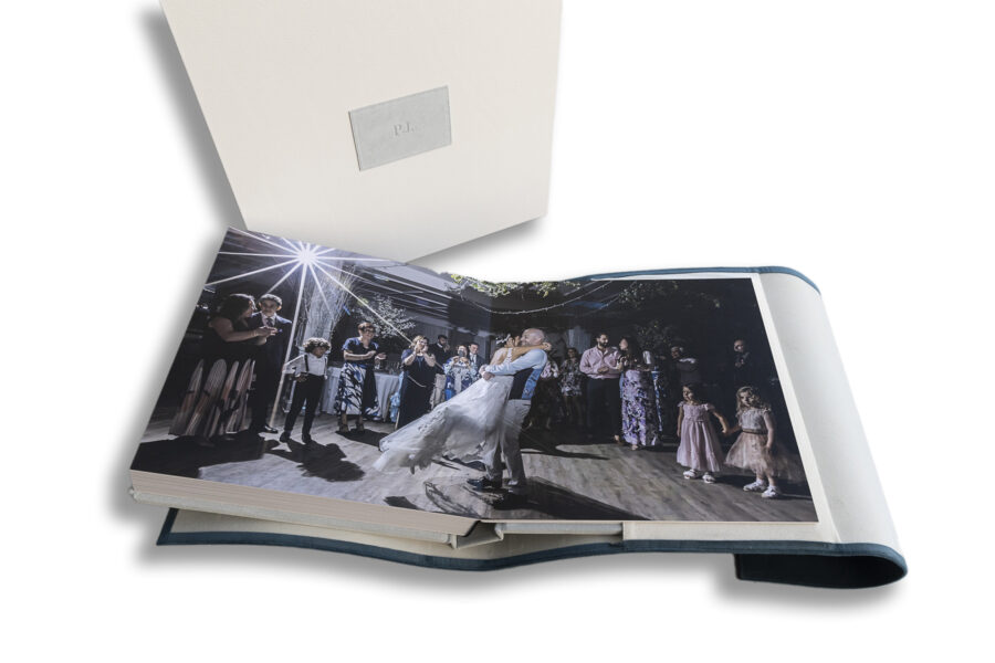 Manor by the Lake-Wedding Album showing a double page spread of the first dance