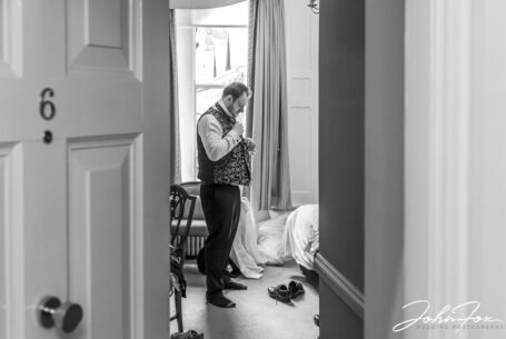 Groom preparations by Warwickshire Wedding Photographer John Fox Wedding Photography at Ettington Park