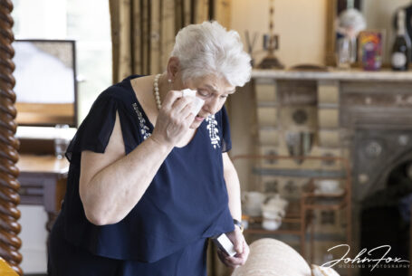 Warwickshire Wedding Photographer: Bride's grandma emotional after seeing her grand daughter
