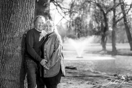 Bride and groom to be on their pre wedding shoot on the golf course at Branston Golf and Country Club