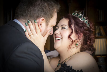 The bride and groom full of joy at their wedding ceremony