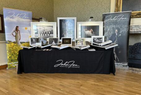 John Fox Wedding Photography's exhibition stand at the Wedding Show at Kimbolton Castle 2025
