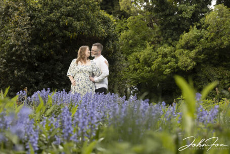 Ansty Hall Pre-wedding photo of the happy couple by bluebells. Image by John Fox