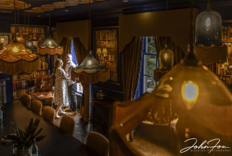 Ansty Hall Pre-wedding shoot image through lights. Image by John Fox Wedding Photography.