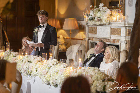 Best man's speech and reactions at the Grantley Hall wedding. Image by John Fox Wedding Photography.