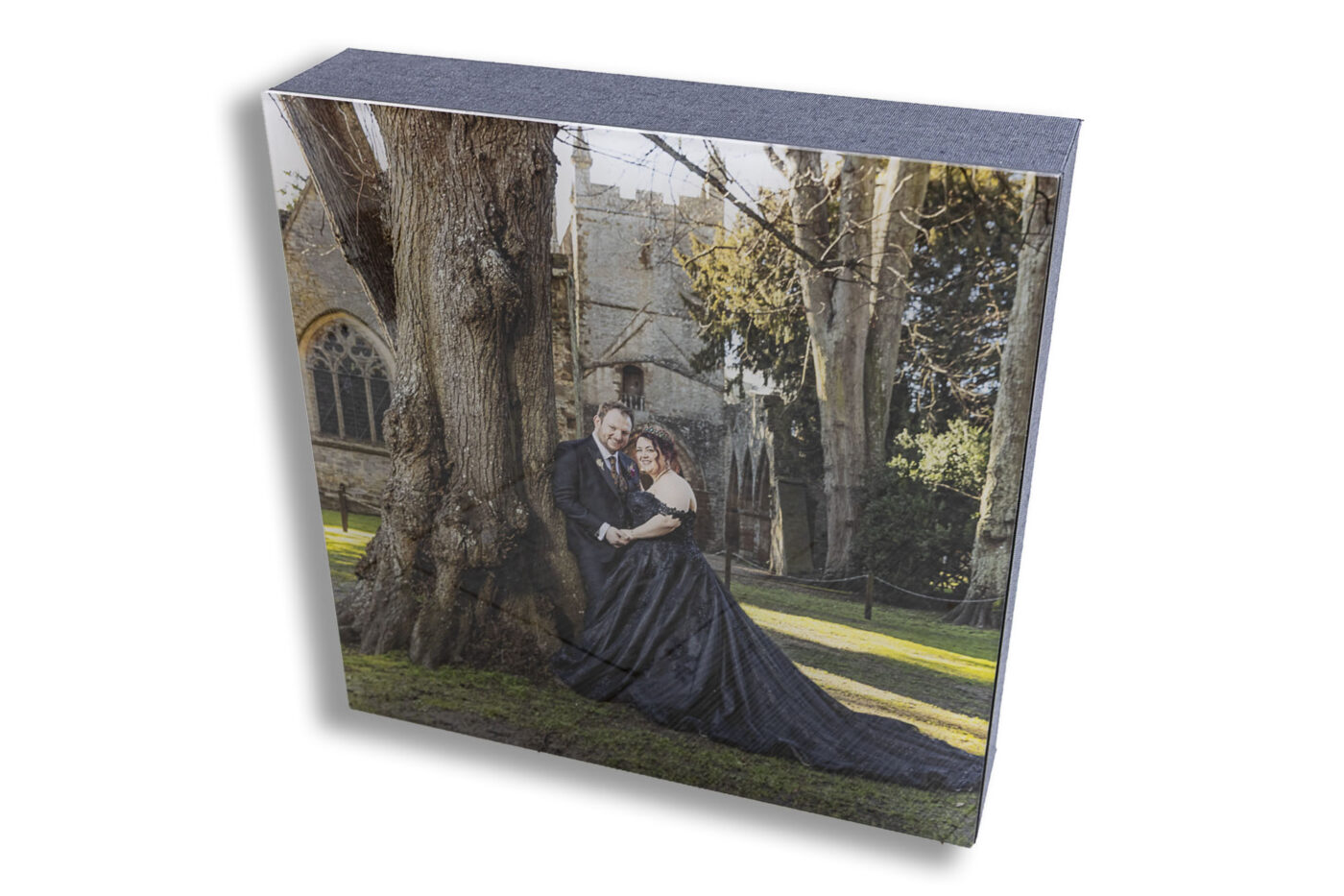 Lauren & Danny’s Ettington Park Hotel Wedding. The front cover of their wedding album featuring an image took in the grounds of the hotel.