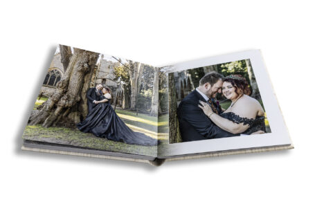 The newly-weds in the grounds at Ettington Park Hotel