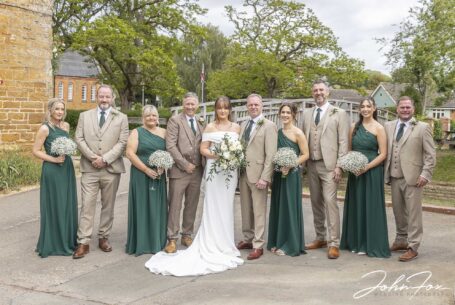 Wedding Photography for Emma and Lee in Leicestershire. Formal wedding party image.