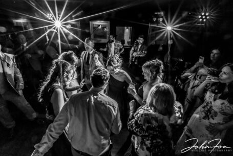 Wedding Photography for Emma and Lee in Leicestershire. Wedding party with a live band.