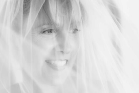 Wedding Photography in Buckinghamshire. Portrait of the bride in black and white by John Fox.