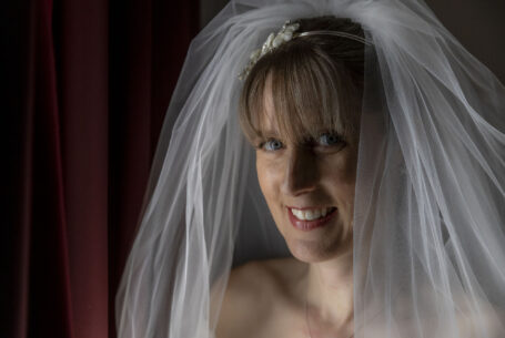 Wedding Photography in Buckinghamshire. Portrait of the bride in colour by John Fox.