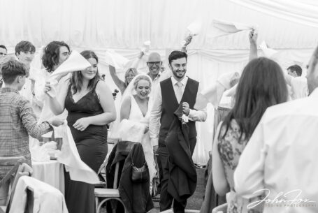 Bride and groom entrance at their wedding celebrations.